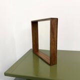 Square modernist wooden mirror — Scandinavian style, 1970s