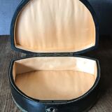 Old large leather jewelry box with a central medallion, XIX century, Napoleon III