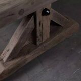 Table de ferme en chêne massif ancien pieds Etoile - longueur 200 cm