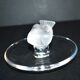 Lalique ashtray bowl Cheeky Sparrow crystal frosted and signed