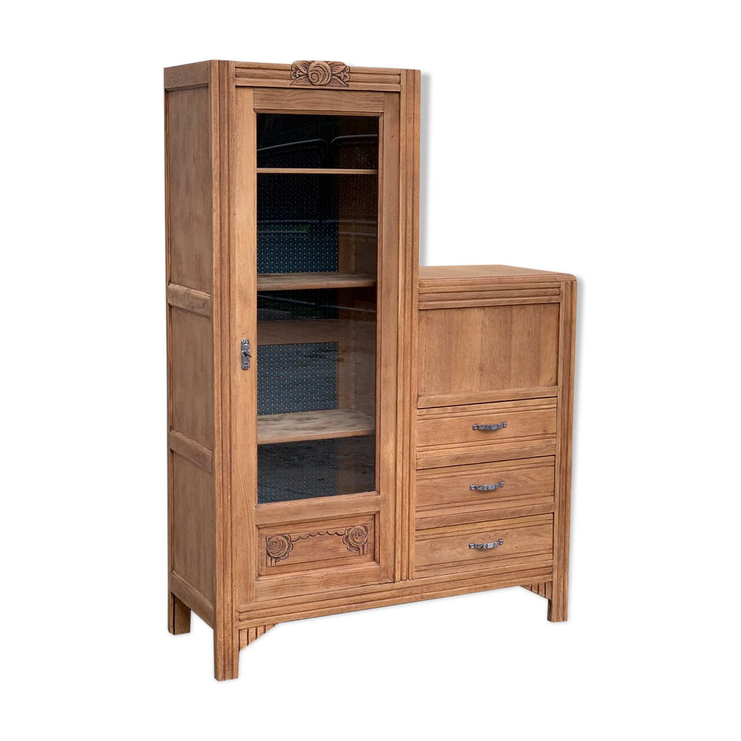 Art Deco asymmetrical glass Parisian wardrobe 1930