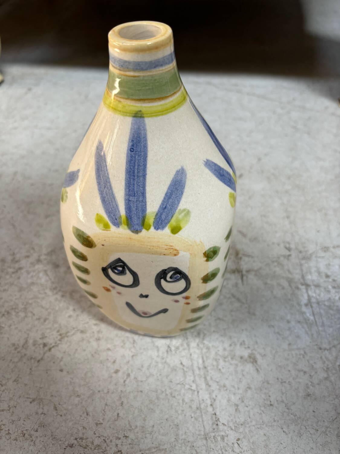 ceramic Vase decorated with Face 22cm