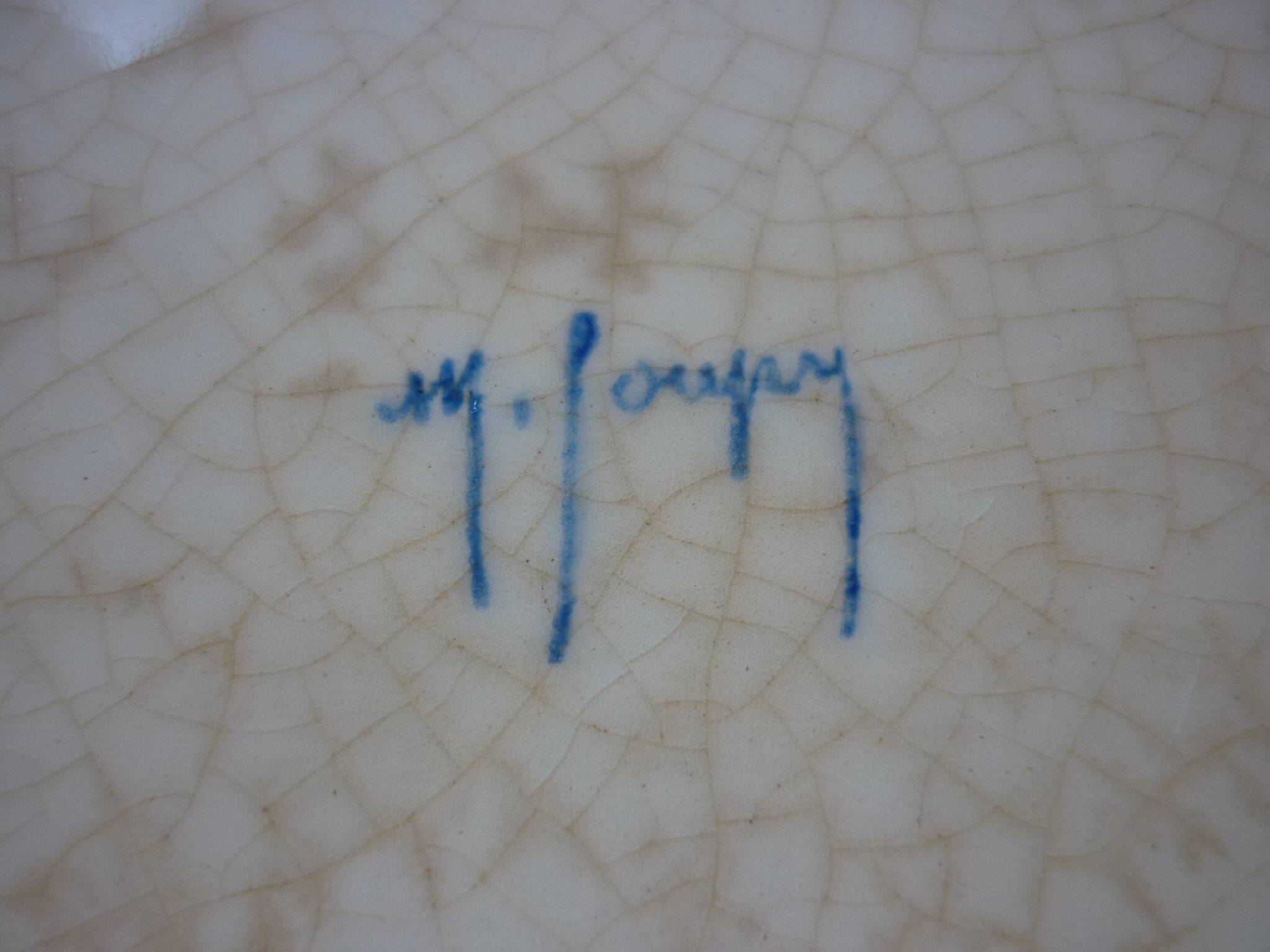 Round dish 32.5 cm Gournay signed M. Goupy for MAISON ROUARD