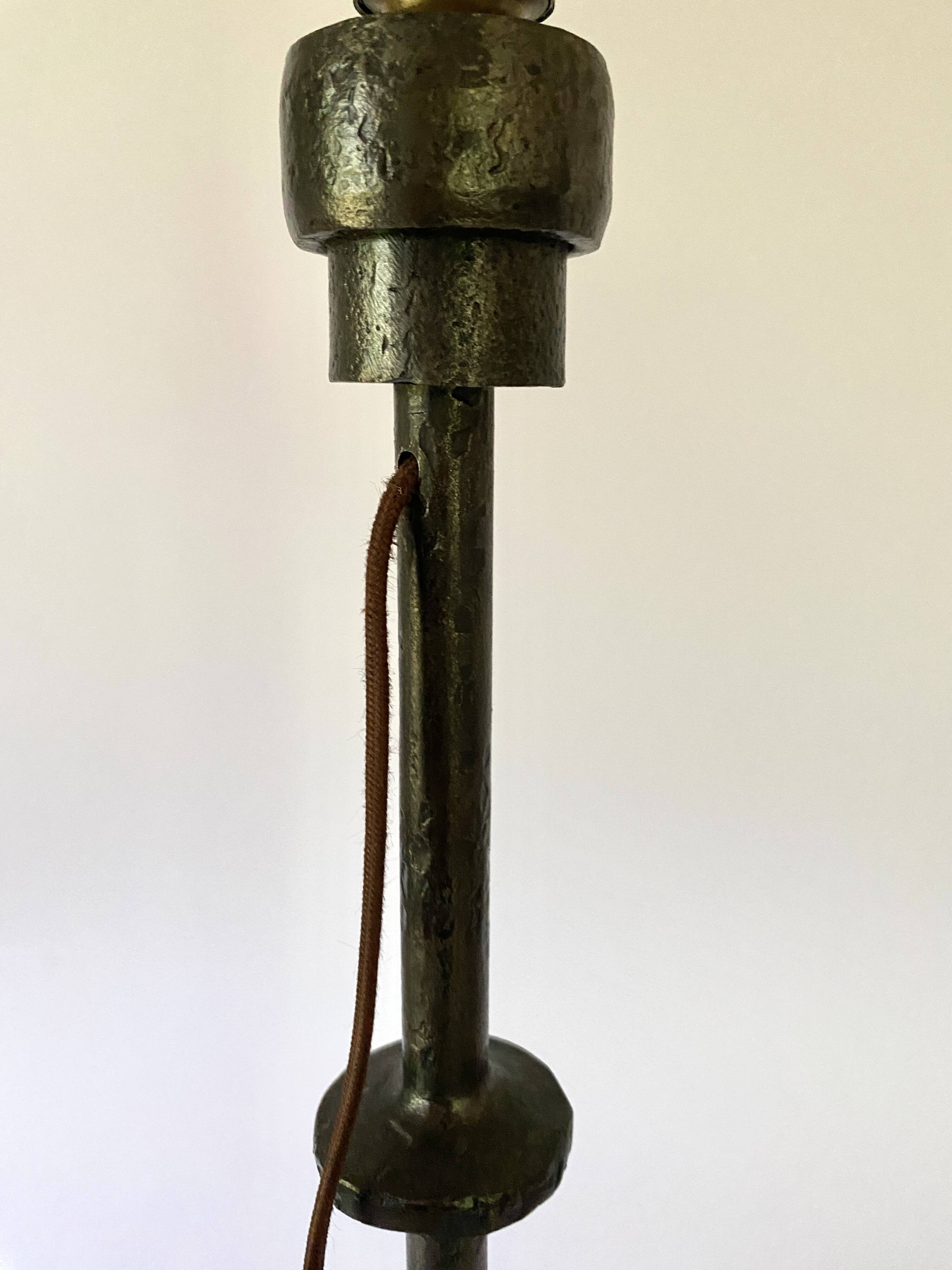 Brutalist wrought iron lamp base