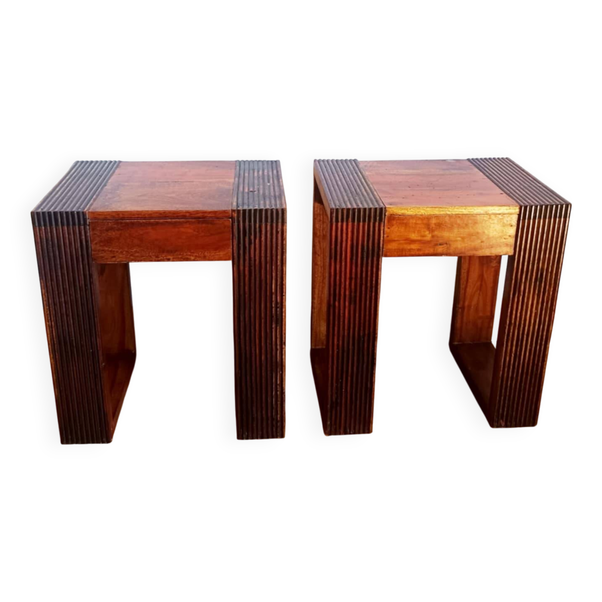 Pair of exotic wood bedside tables