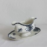 Ironware sauce boat with blue palmette decoration