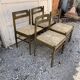 Lot de 4 chaises de salle à manger en bois marron avec assises en paille, années 1970