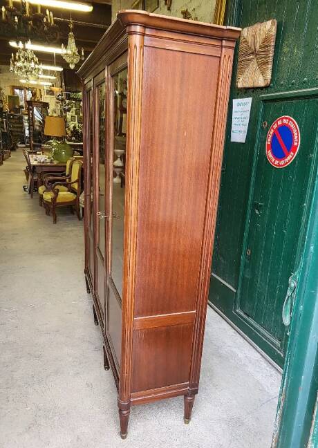 Display cabinet library 3 doors Louis XVI style in wood
