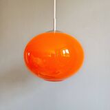 Large Space Age pendant light in orange opaline, 1960s-70s