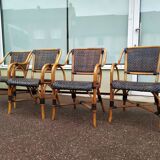 4 Fauteuil Boho chic 2 tons en Rotin, café bistro Vintage