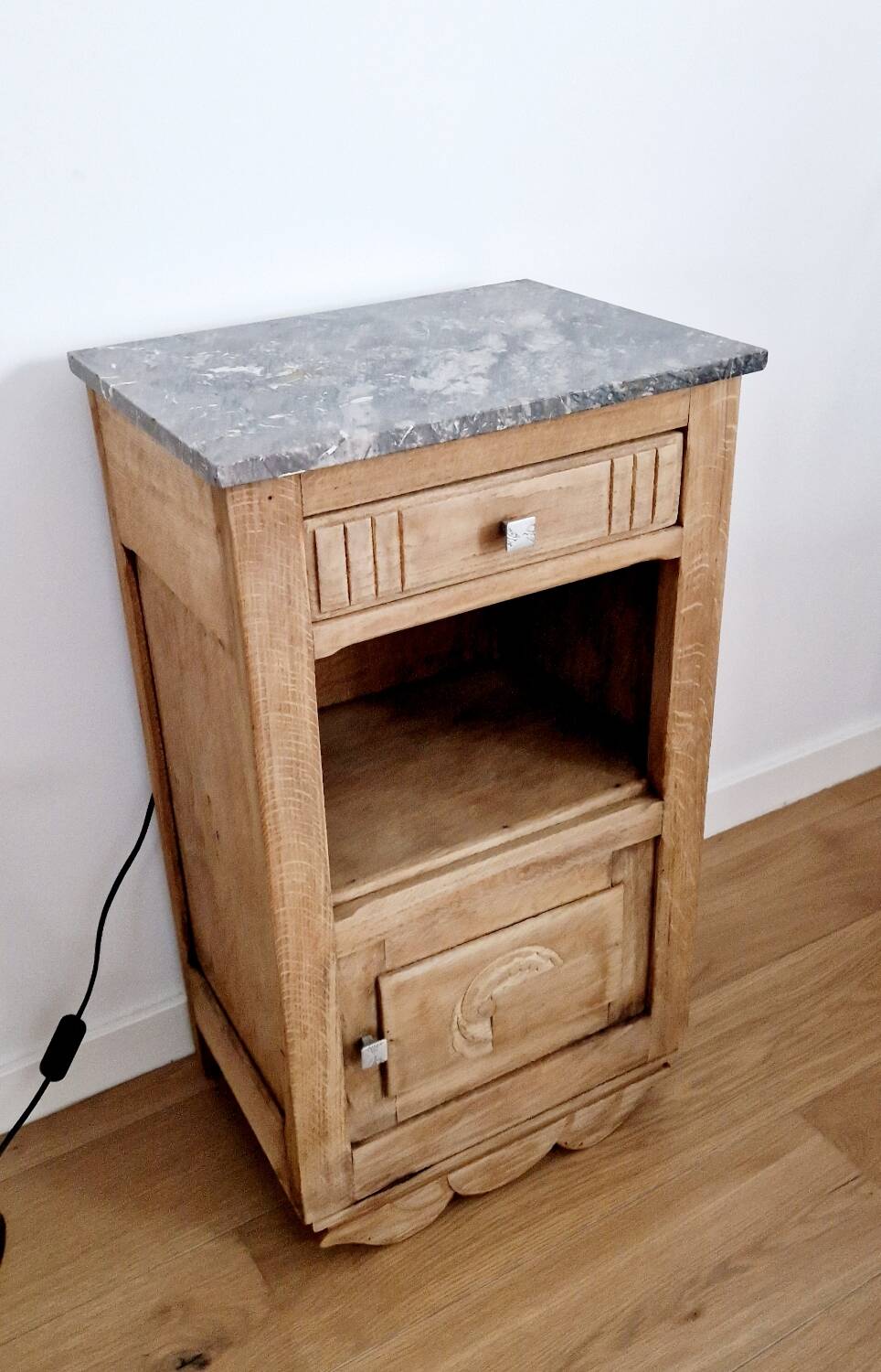 Art deco style oak bedside table from the 1920s