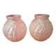 Pair of art deco pressed glass vases "joma montreuil"