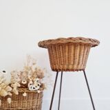 Rattan and metal tripod planter