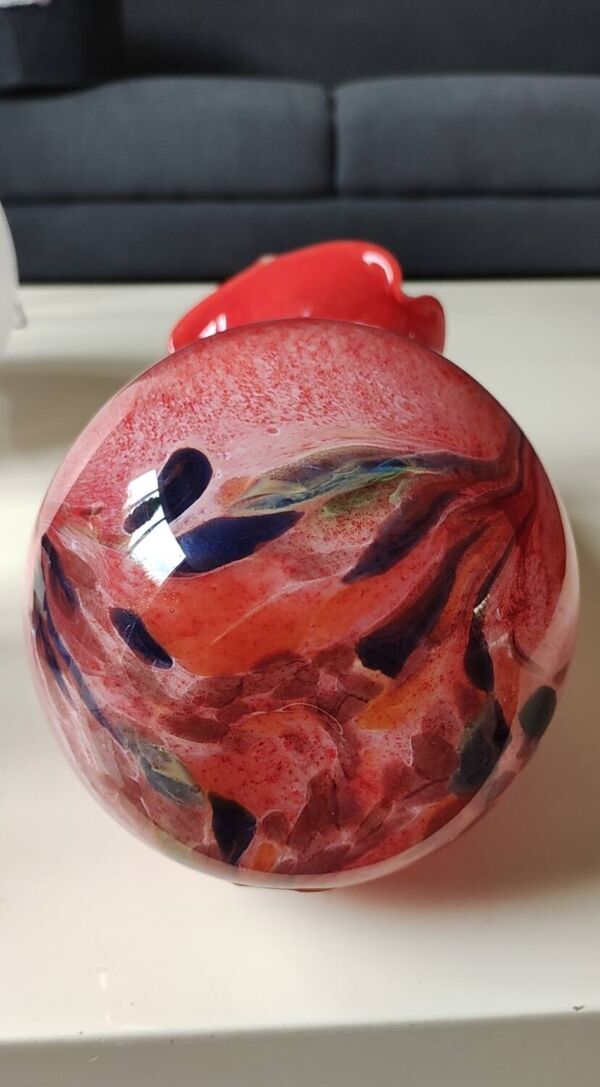 Grand Vase Boule floral/Verrerie d Art Kaysersberg. Moucheté/Volutes