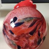 Large Floral Ball Vase/Kaysersberg Art Glassware. Speckled/Volutes