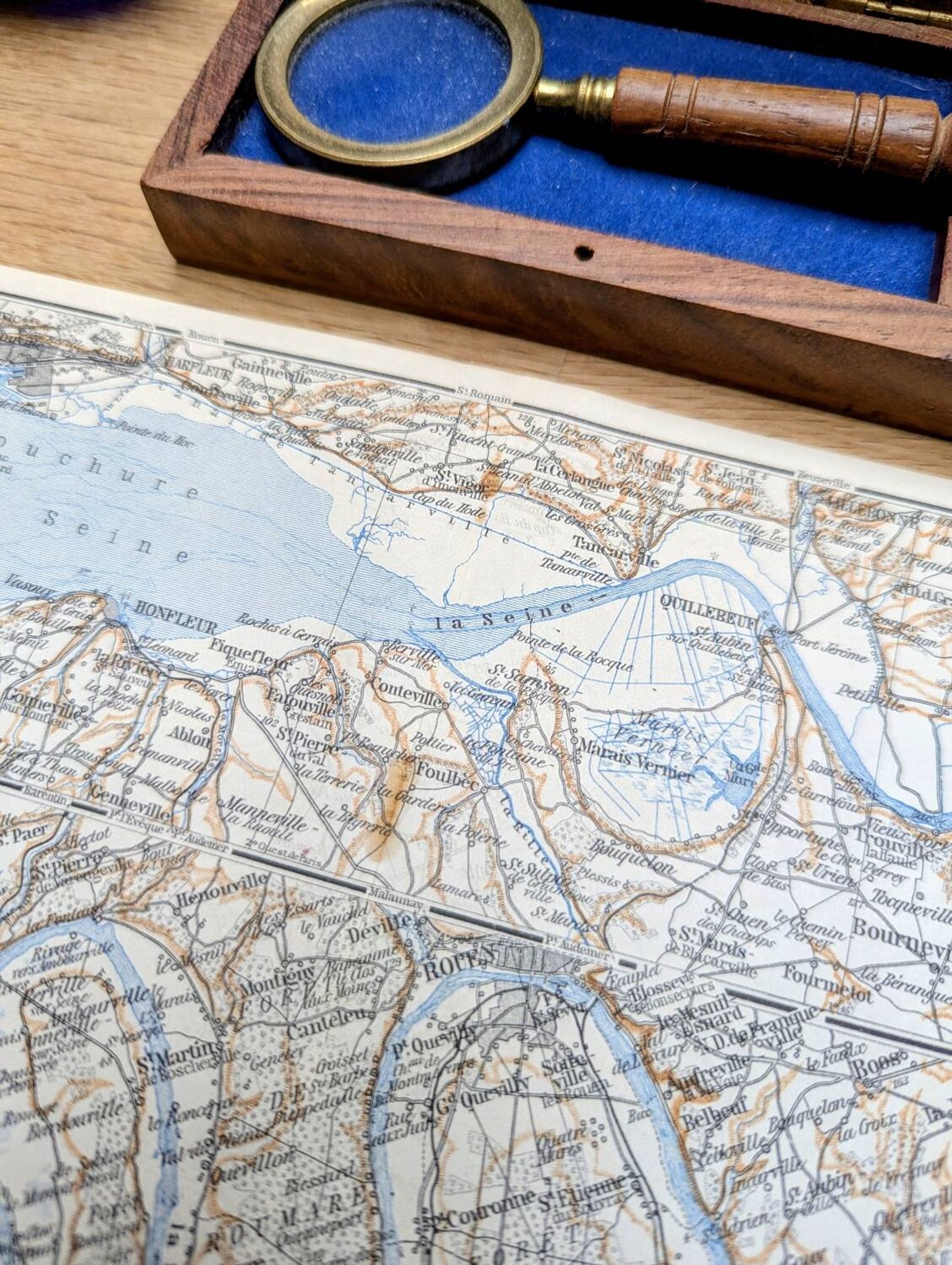 La Seine et son embouchure, carte originale imprimée en 1902