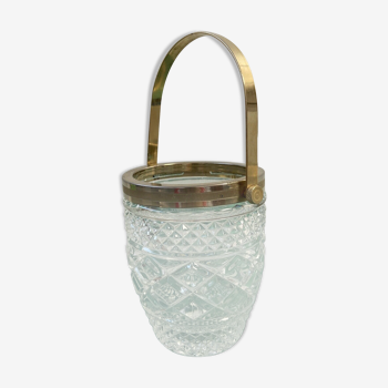 Vintage golden metal glass ice bucket