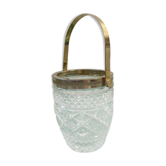 Vintage golden metal glass ice bucket