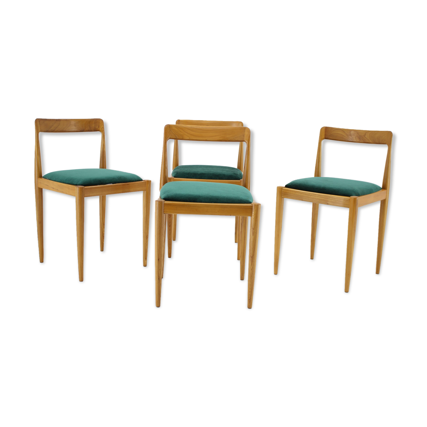 1970s Ash Four Dining Chairs by Drevotvar, Czechoslovakia