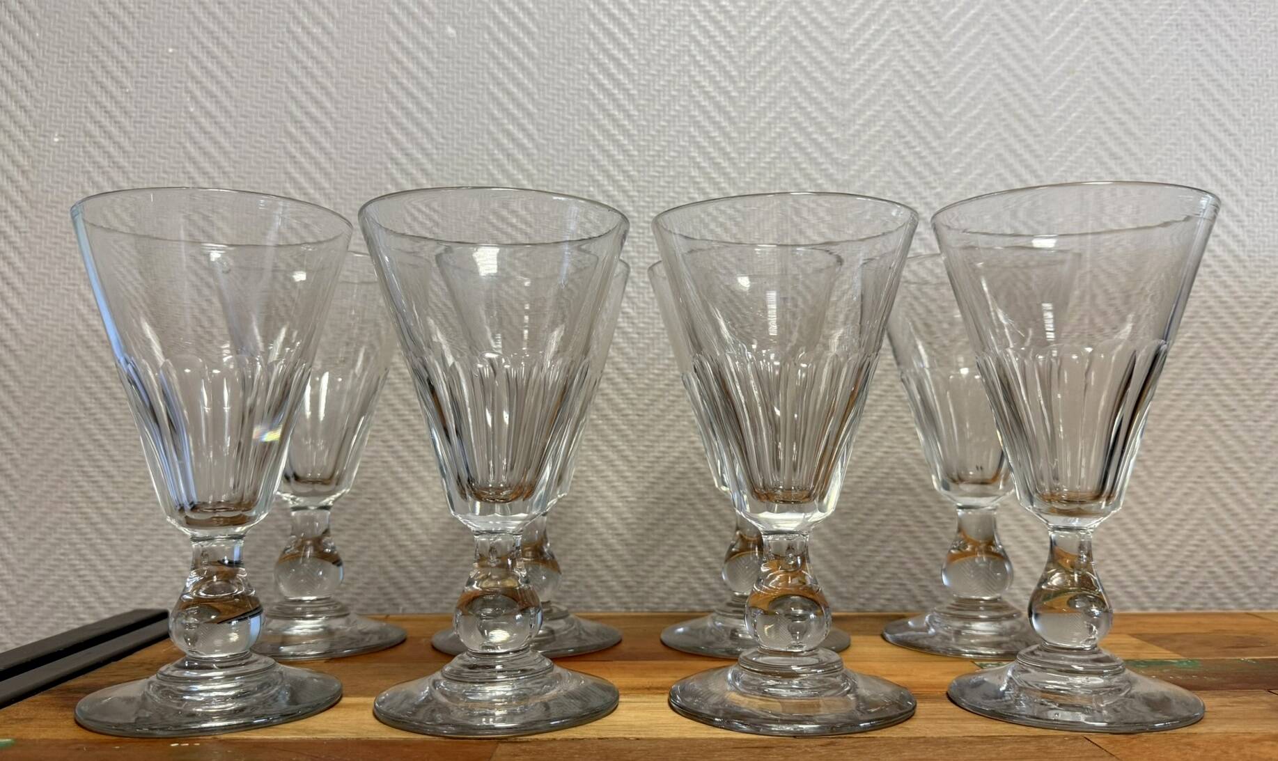Set of eight important 19th century faceted cut crystal glasses