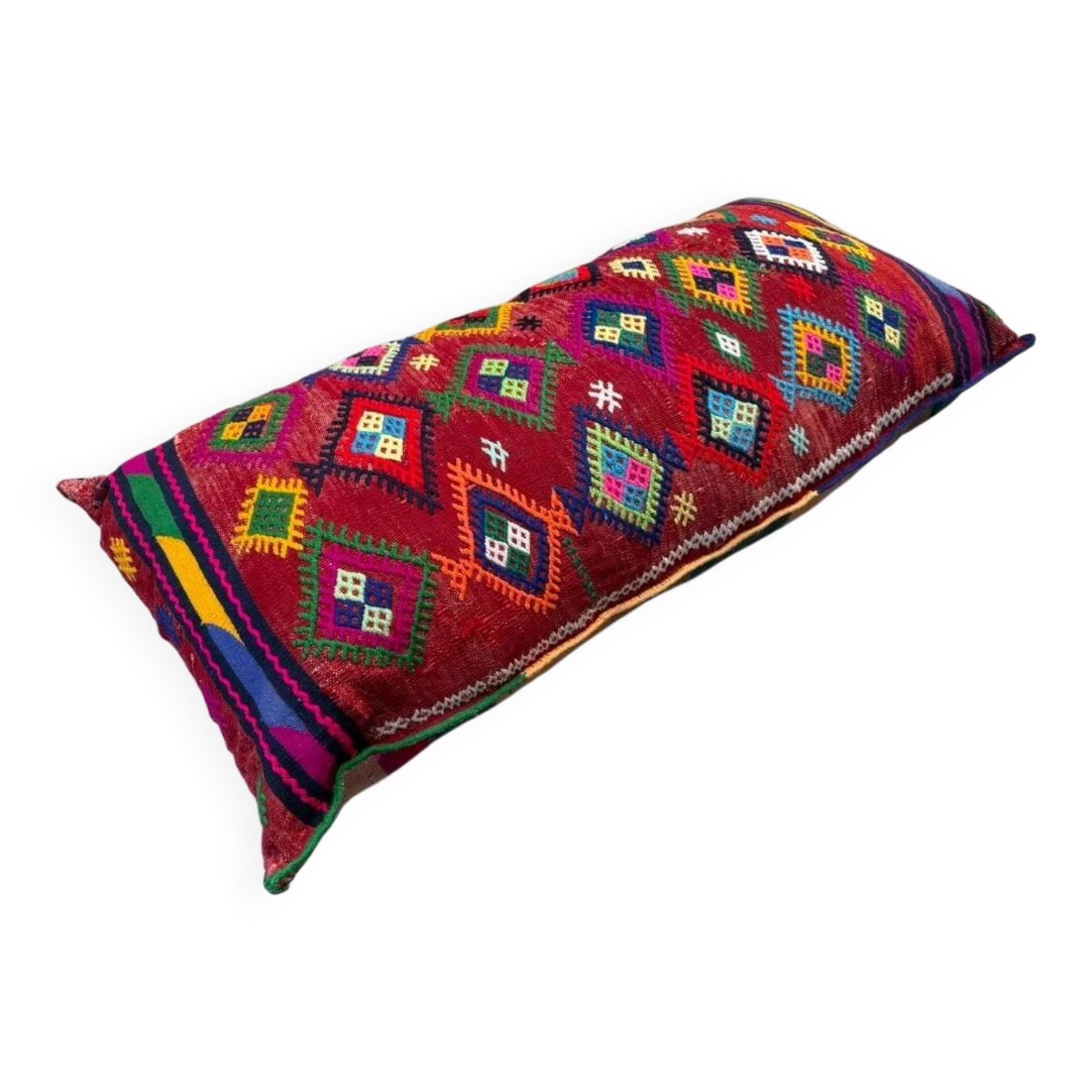 Coussin de sol kilim géant, coussin de sol kilim complet 90x46x25 cm, rouleau 2560