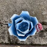 Ancien bougeoir barbotine forme de rose