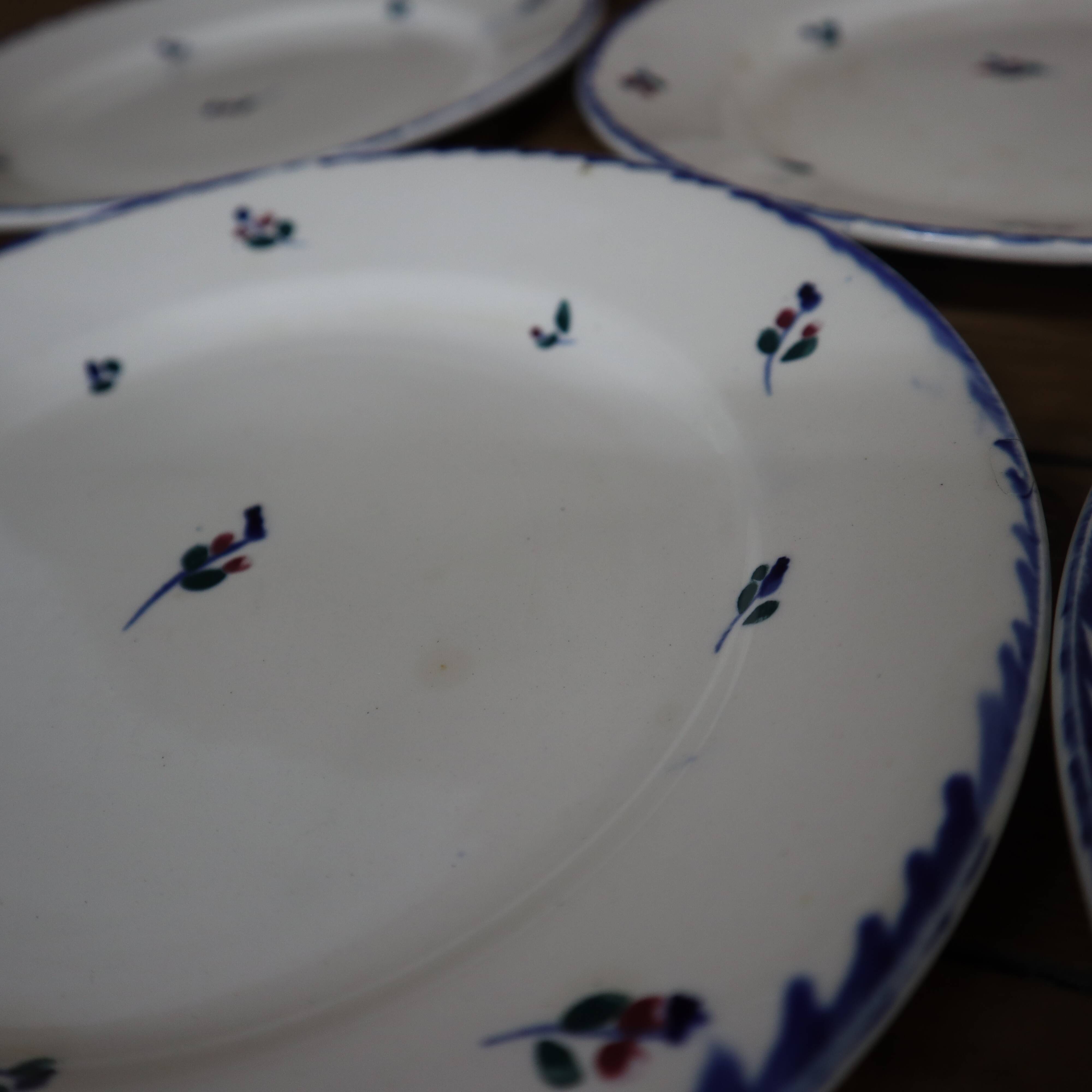 5 flat plates from the Nimy Royal Imperial Manufacture, Belgian manufacture