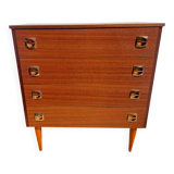1960s chest of drawers, spindle legs, recessed handles
