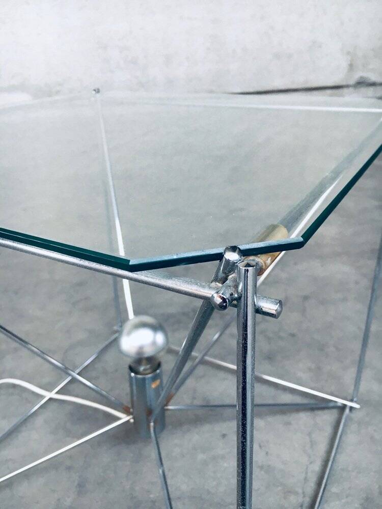 Cubist coffee table with lamp attributed to Max Sauze, France 1960s