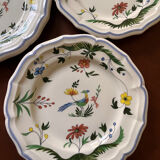 6 sofa plates - Gien earthenware motif Birds of Paradise