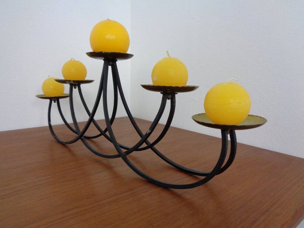 Brutalist Iron Candleholder, 1960s