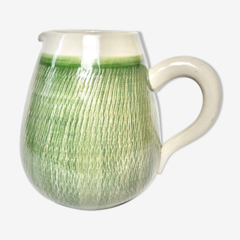 Green textured ceramic pitcher