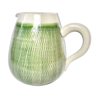 Green textured ceramic pitcher