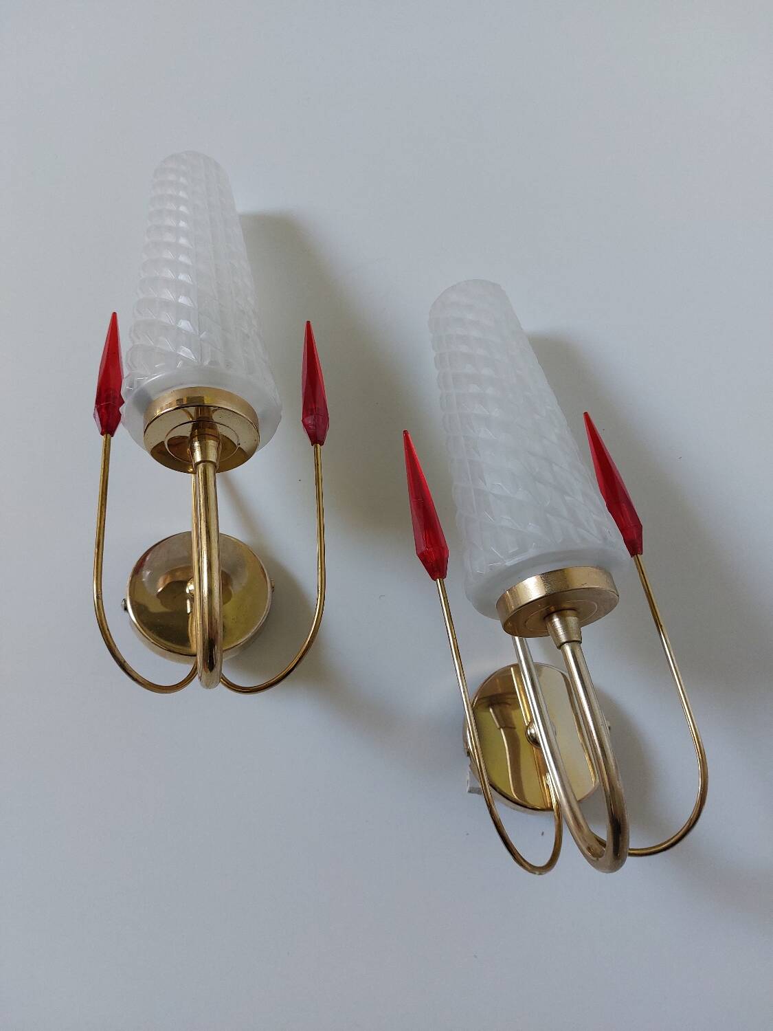 Appliques Maison Lunel verre dépoli années 60