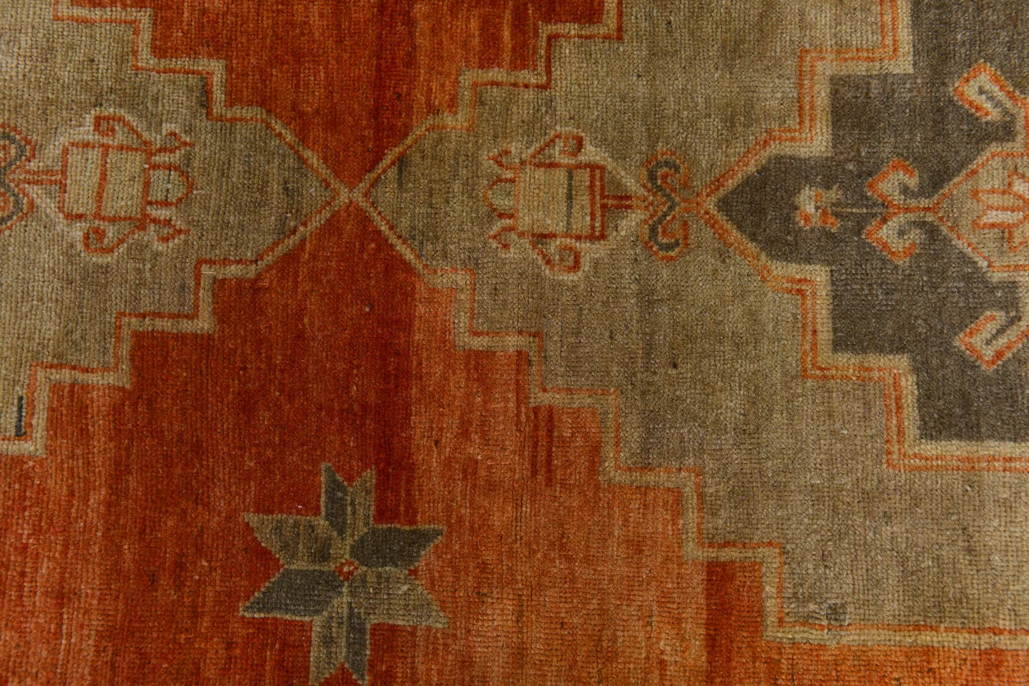 3x12 shades of brunt orange oushak runner rug