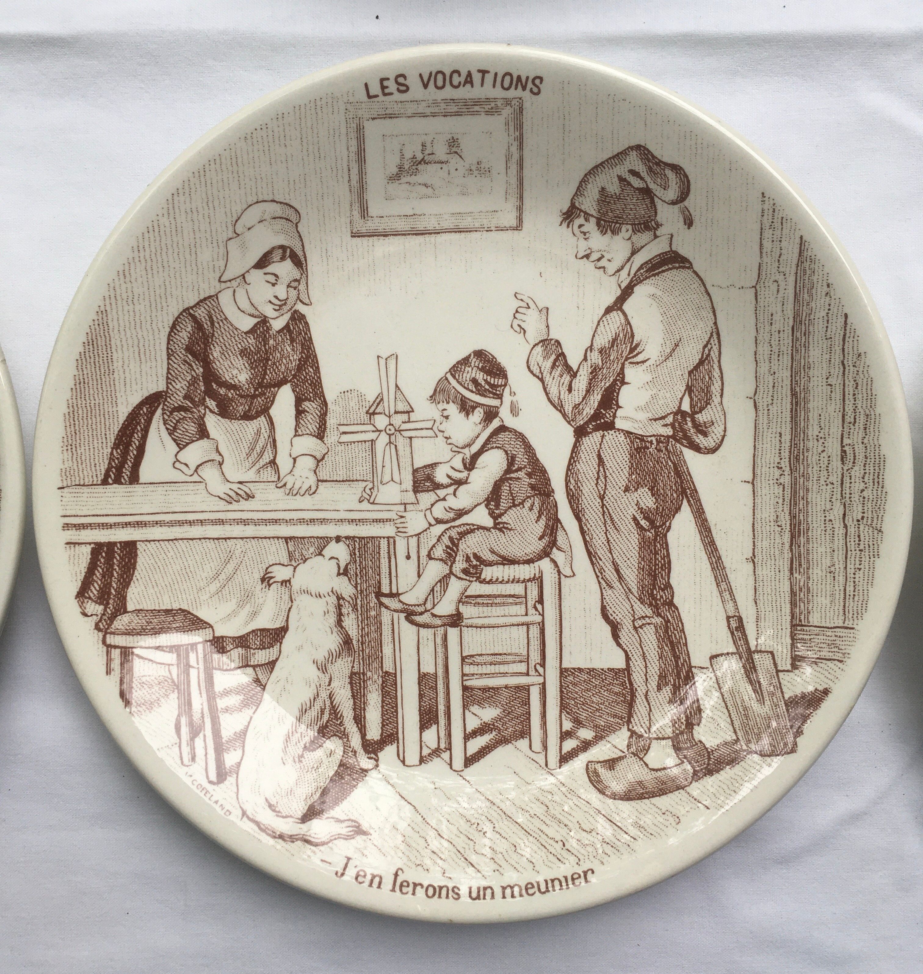 Sarreguemines speaking plates model "The Vocations"