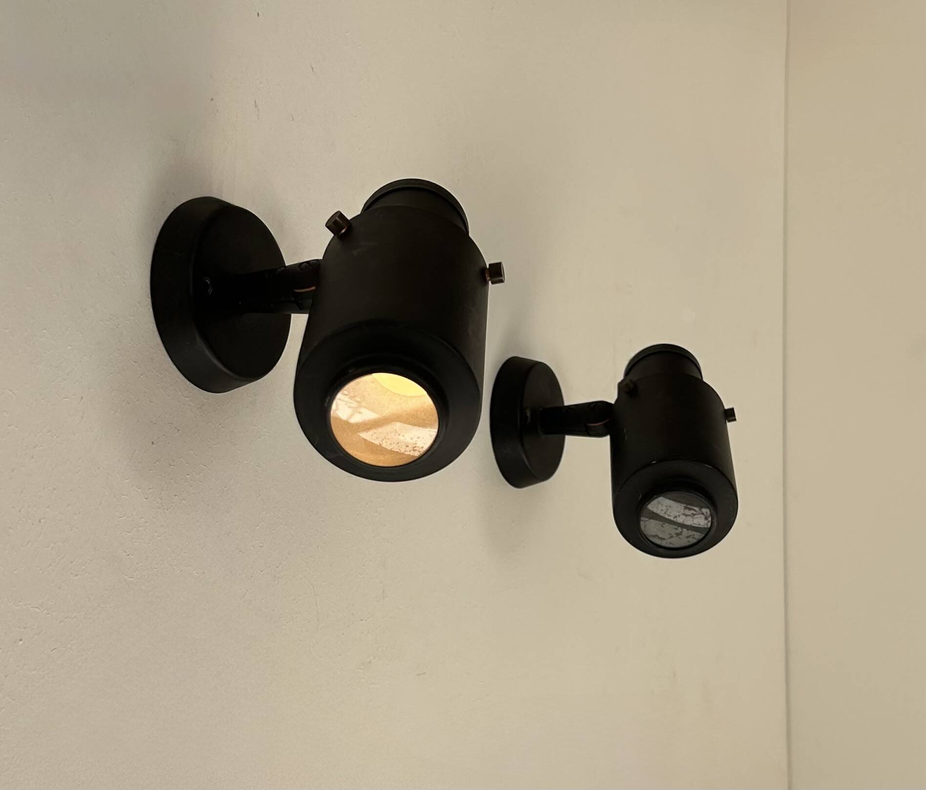 Pair of vintage Zodiac wall lights by Jacques Biny, matte black, France 1960s