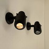 Pair of vintage Zodiac wall lights by Jacques Biny, matte black, France 1960s
