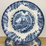 6 assiettes creuses terre de fer anglaises Myott The Brook, ironstone