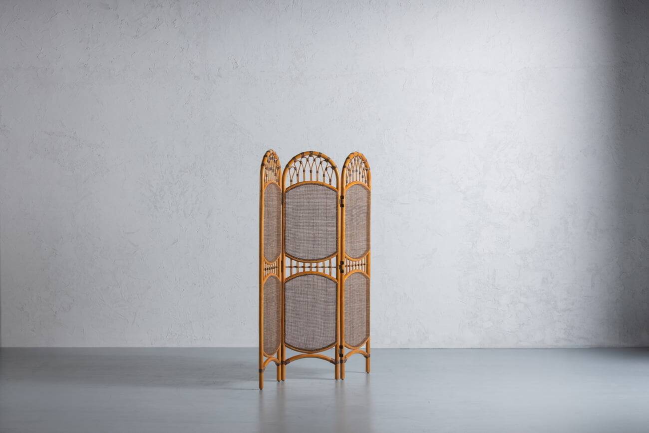 Mid-century room divider in bamboo and cane, Denmark, 1970s