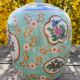 Pot couvert, vase chinois à motifs de fleurs et oiseaux en céramique cloisonnée