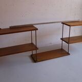 Wall shelf in oak and copper from the 50s