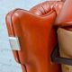 Brutalist Sculptured Brazilian Style Cognac Leather Lounge Chair, 1970s