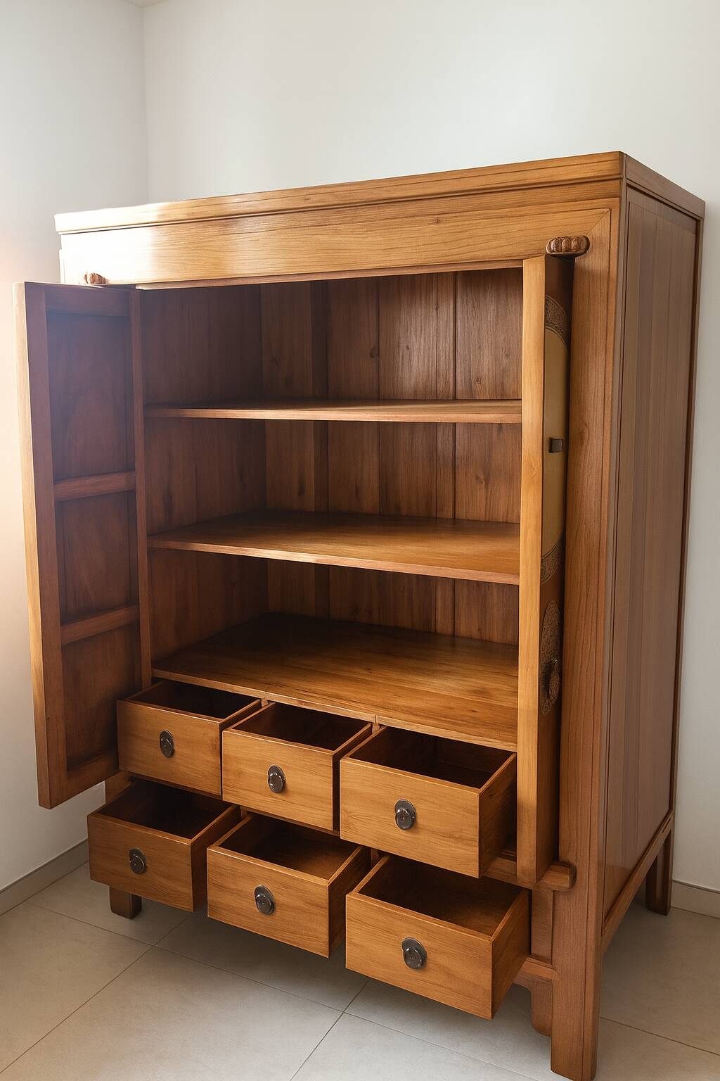 Commode Chinoise 2 portes en bois de Camphre