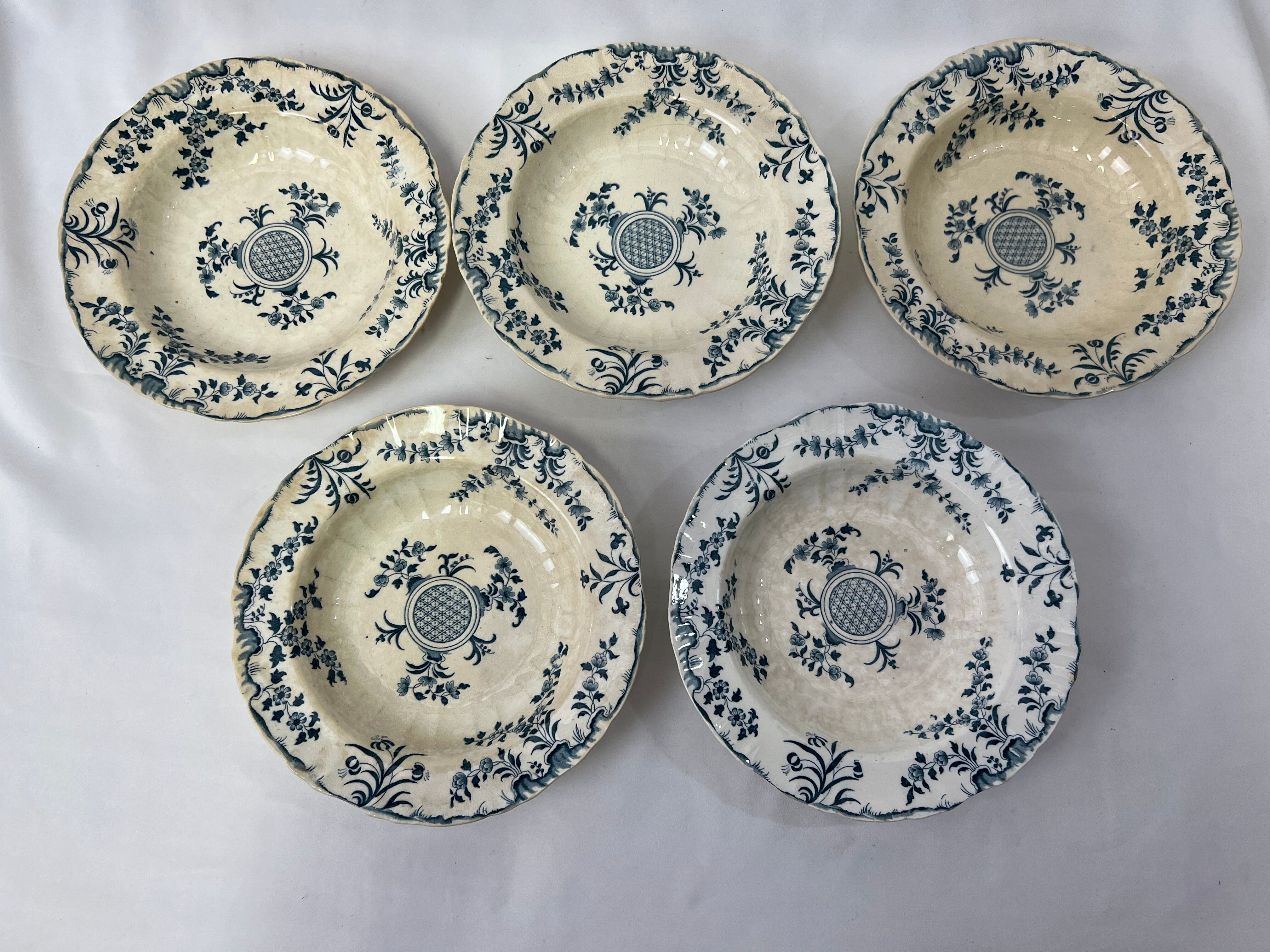 5 hollow plates Minton Montrose 19th