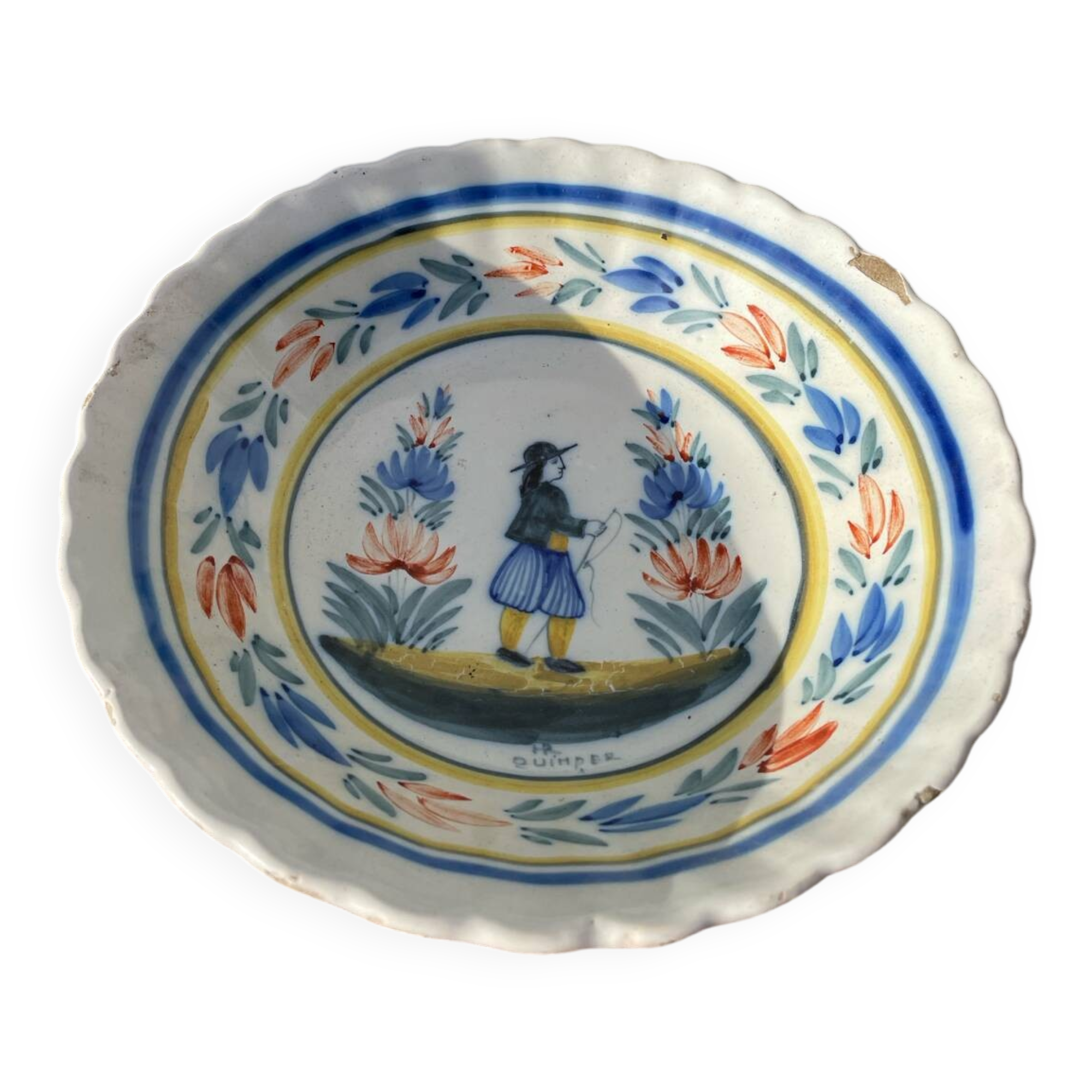 Quimper ceramic hanging collector's salad bowl