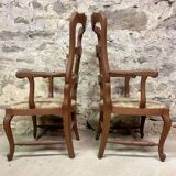 Pair of neo-rustic Louis XV style oak armchairs circa 1900