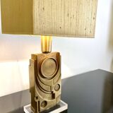 Table Lamp by Giuseppe Calonaci, Plexiglas & Brass, Italy, 1971, Signed