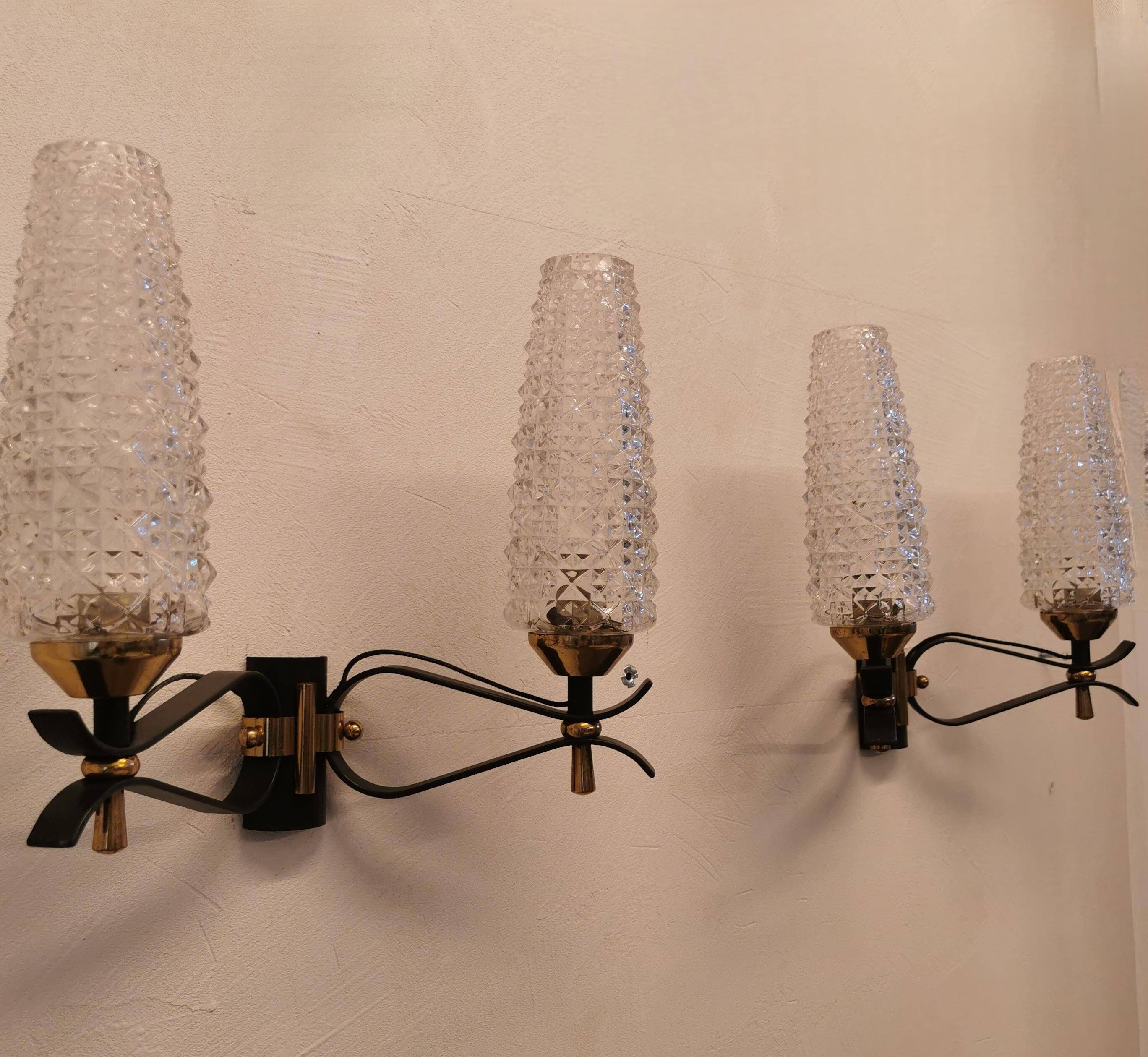 Pair of double lighting wall lights