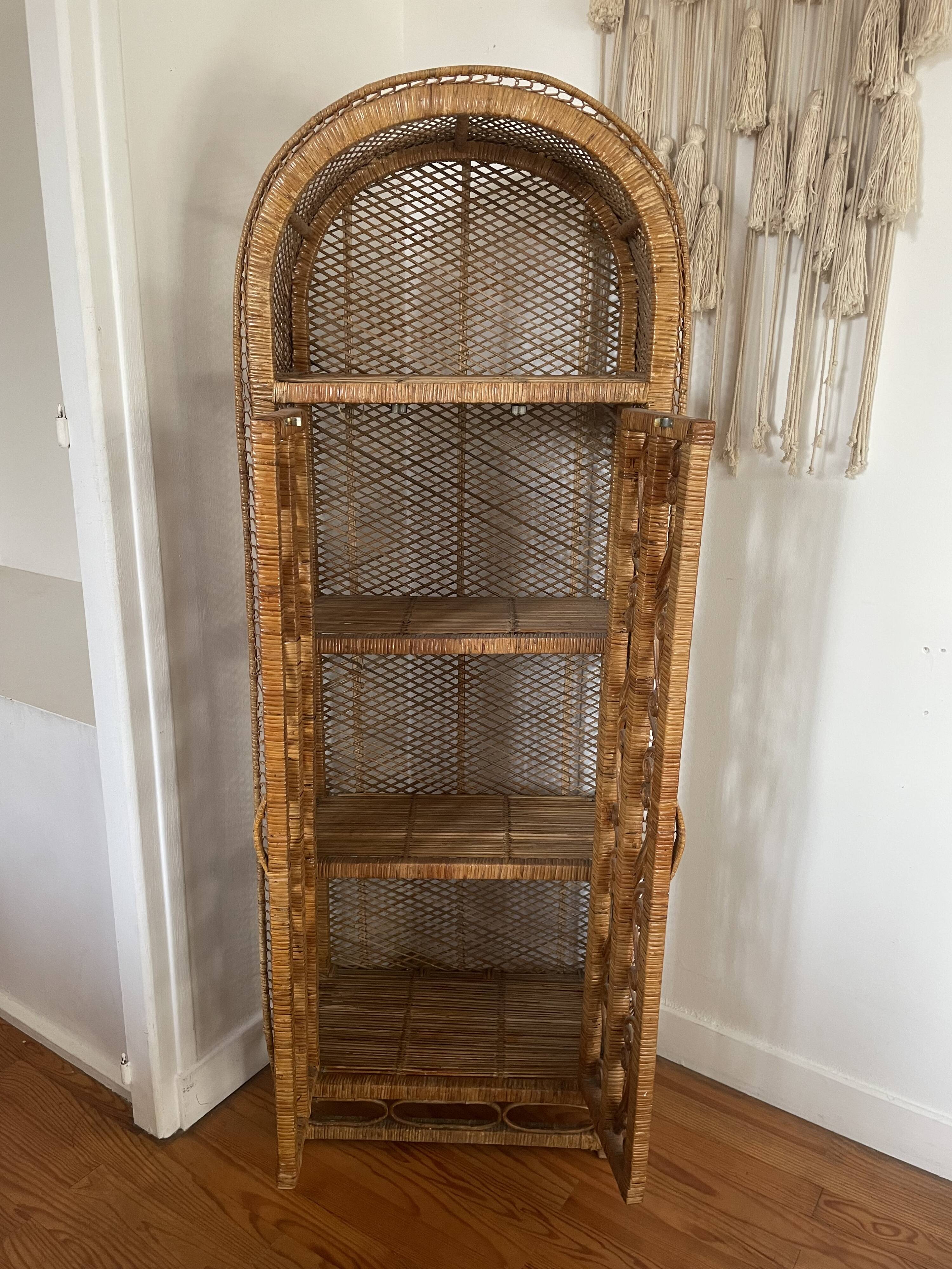 Peacock rattan bookshelf